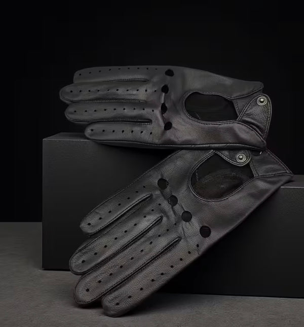 Guanti da Guida in Vera Pelle Nera